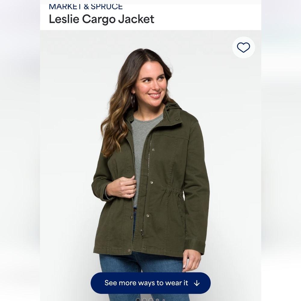 Market & Spruce Green Utility Jacket with Hood and Drawstring Waist - Picture 5 of 6